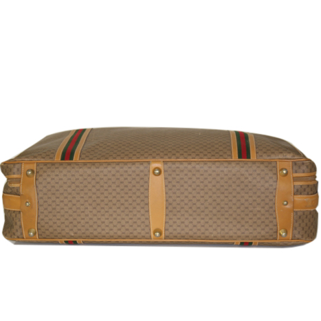 Valise Gucci en toile monogram beige et cuir naturel - Detail D4