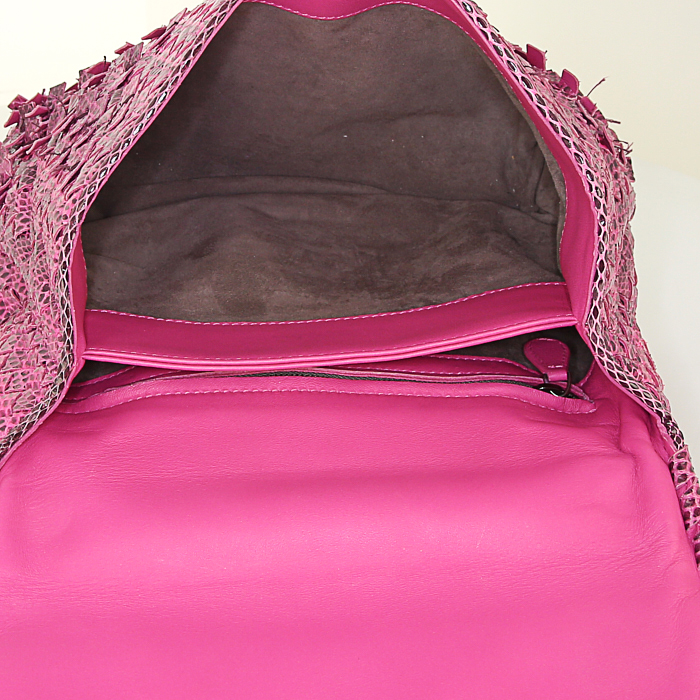 Borsa Bottega Veneta Olimpia Tobu Intreccio in serpente d'acqua rosa - Detail D2