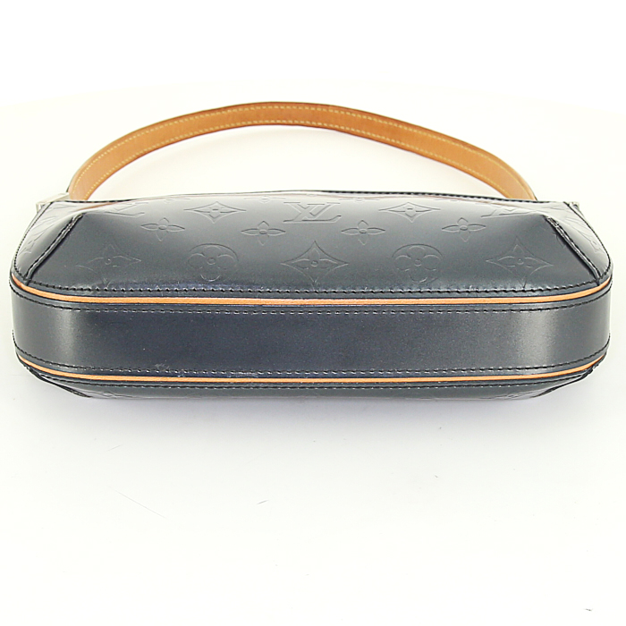 Sac à main Louis Vuitton Fowler en cuir monogram bleu-gris et cuir naturel - Detail D4
