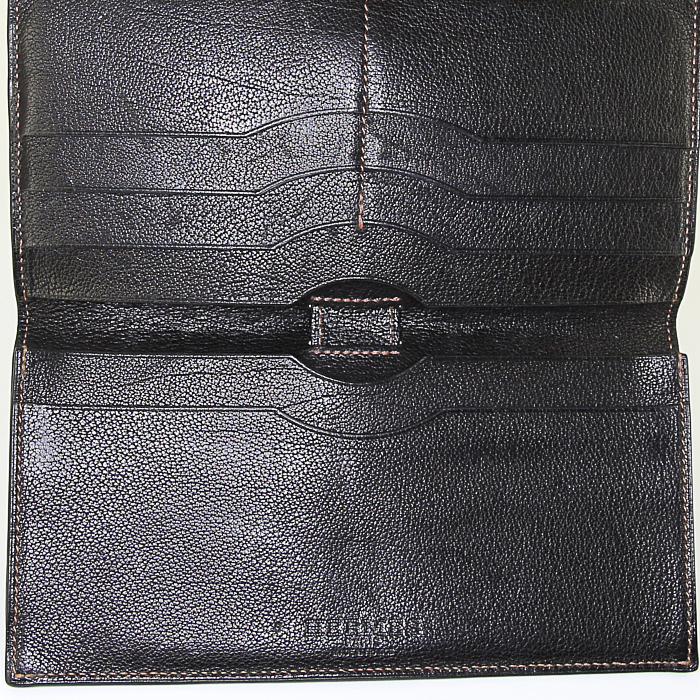 Hermès wallet in black grained leather - Detail D2