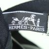Hermes Caravane small model handbag in black leather and black canvas - Detail D4 thumbnail