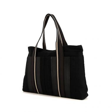 Hermes Troca shopping bag in black canvas and black leather