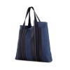 Hermes Toto Bag - Shop Bag shopping bag in blue and black canvas and black leather - 00pp thumbnail