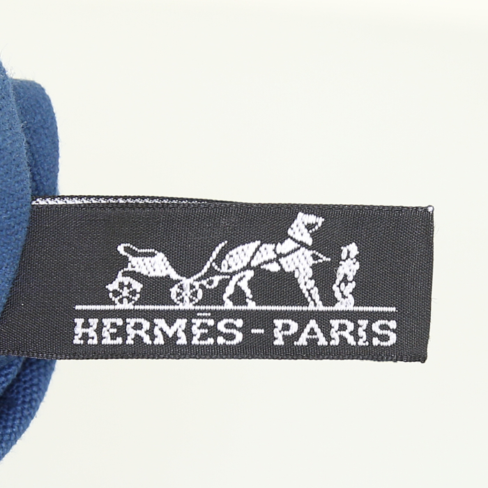 Shopping bag Hermes Toto Bag - Shop Bag in tela blu e nera e pelle nera - Detail D3