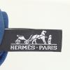 Sac cabas Hermes Toto Bag - Shop Bag en toile bleue et noire et cuir noir - Detail D3 thumbnail