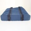 Sac cabas Hermes Toto Bag - Shop Bag en toile bleue et noire et cuir noir - Detail D4 thumbnail