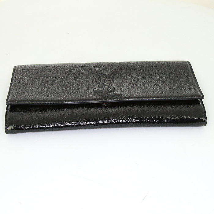 Pochette Yves Saint Laurent Belle de Jour in pelle verniciata nera - Detail D4
