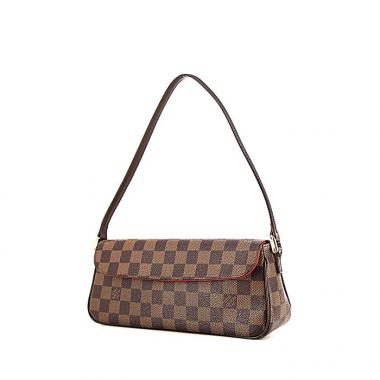 Sac porté épaule Louis Vuitton Twin en toile damier ébène et cuir marron