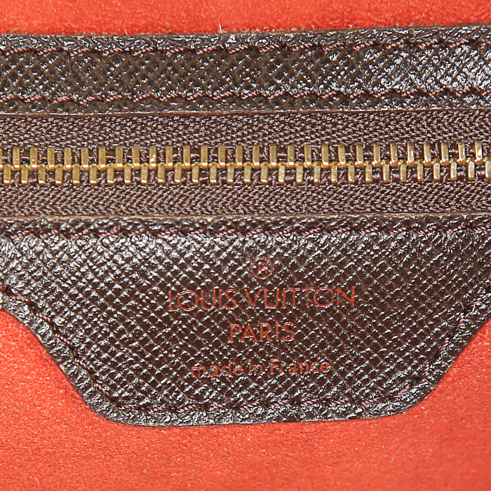Handbag in ebene damier canvas and brown leather - Detail D3