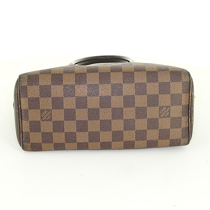 Handbag in ebene damier canvas and brown leather - Detail D4