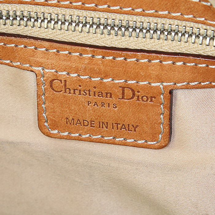 Borsa Dior Romantique in tela monogram cerata marrone e pelle naturale - Detail D3