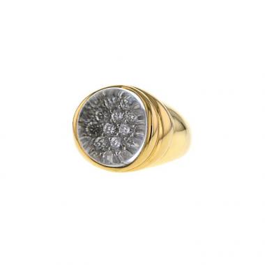 Mauboussin Transparence boule ring in yellow gold,  diamonds and rock crystal