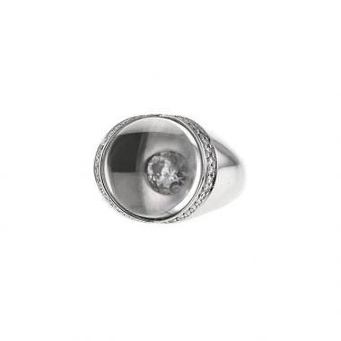 Mauboussin Transparence ring in white gold,  diamonds and rock crystal