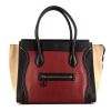 Celine Luggage Shoulder shoulder bag in burgundy and black leather and beige suede - 360 thumbnail