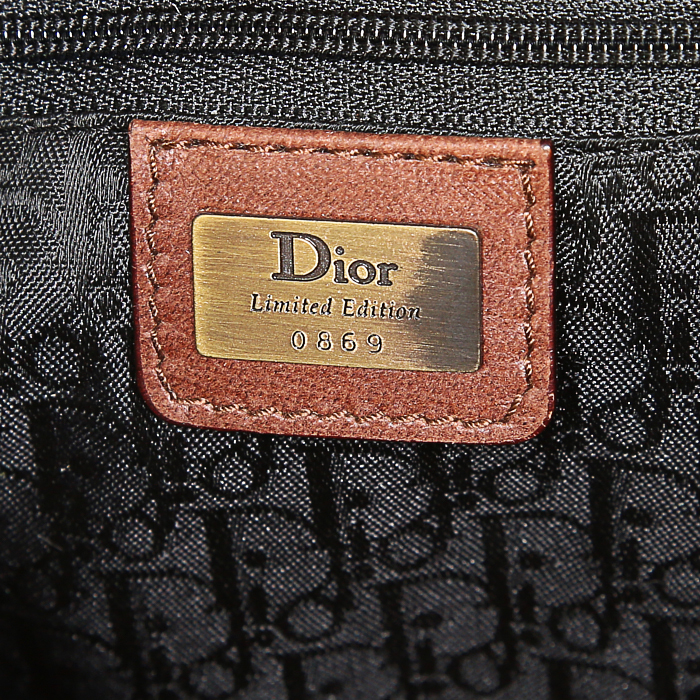 Dior Saddle handbag in brown and dark brown two tones leather - Detail D3