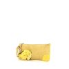 Chanel pouch in beige suede and yellow patent leather - 00pp thumbnail