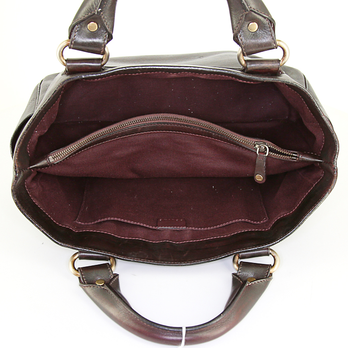 Celine Boogie handbag in brown leather - Detail D2