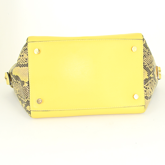 Stella McCartney handbag in brown canvas and yellow canvas - Detail D4