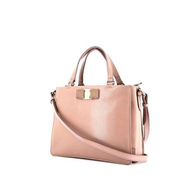 Borsa Salvatore Ferragamo Vara in pelle saffiano rosa polvere
