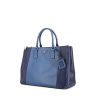 Borsa Prada Galleria modello grande in pelle saffiano bicolore blu e blu scuro - 00pp thumbnail