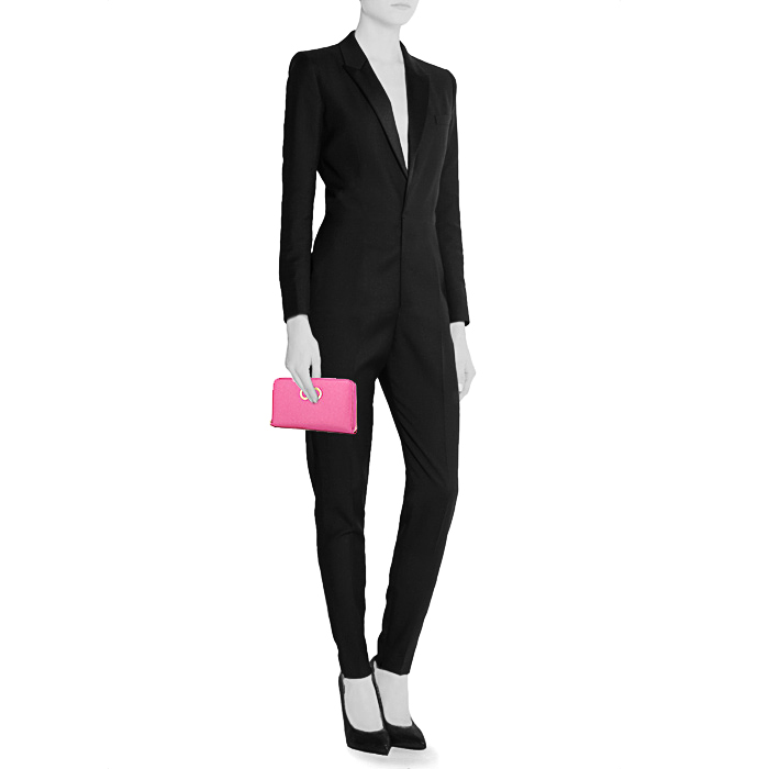 Portafogli Salvatore Ferragamo Gancini in pelle martellata rosa - Detail D1