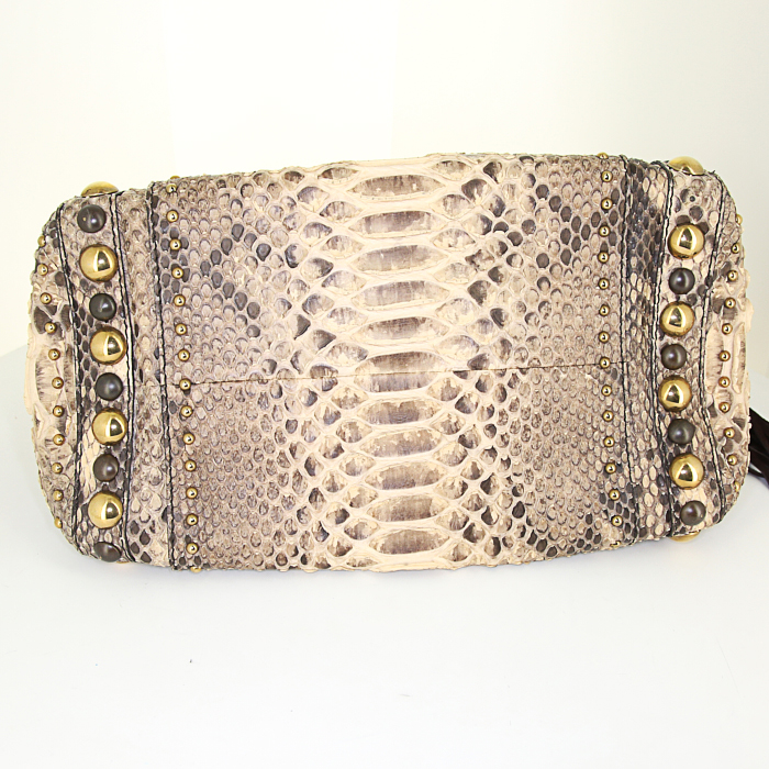 Borsa Gucci Babouska in pitone marrone e beige - Detail D4