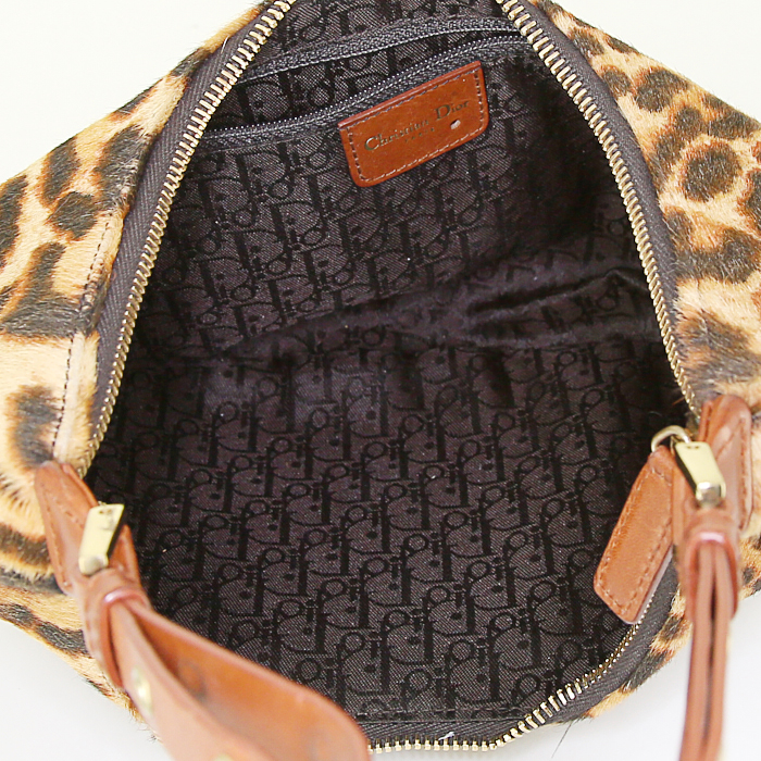 Borsa Dior Street Chic in puledro con stampa leopardata e pelle marrone - Detail D2