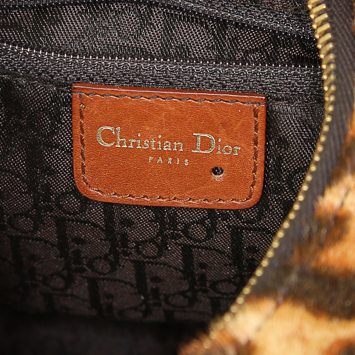 Bolso de mano Dior Street Chic en piel de potro y cuero marrón - Detail D3