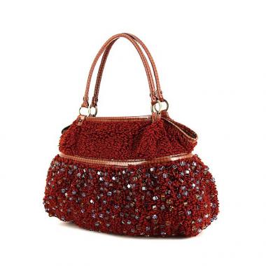 Fendi handbag in red whool and pearl