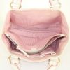 Celine Boogie handbag in pink monogram canvas and white leather - Detail D2 thumbnail