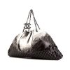 Shopping bag Chanel Grand Shopping in pelle verniciata grigia e bianca e pelle trapuntata grigio Ardoise - 00pp thumbnail