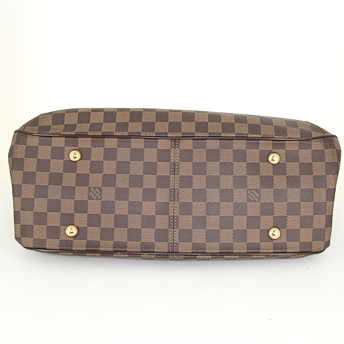 Borsa Louis Vuitton Sistina in tela a scacchi marrone e pelle marrone - Detail D4