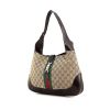 Gucci Jackie handbag in beige monogram canvas and brown leather - 00pp thumbnail