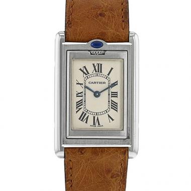Cartier Tank Basculante watch in stainless steel and leather Ref:  2405 Circa  2000