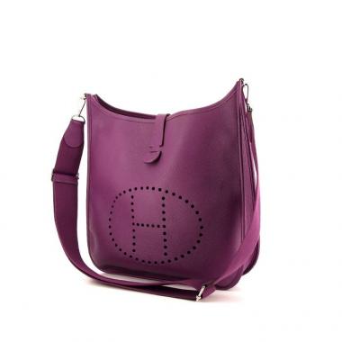 Borsa a tracolla Hermès Evelyne modello grande in pelle Epsom viola Anemone