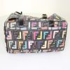 Fendi handbag in black, pink and blue multicolor monogram canvas and black patent leather - Detail D4 thumbnail