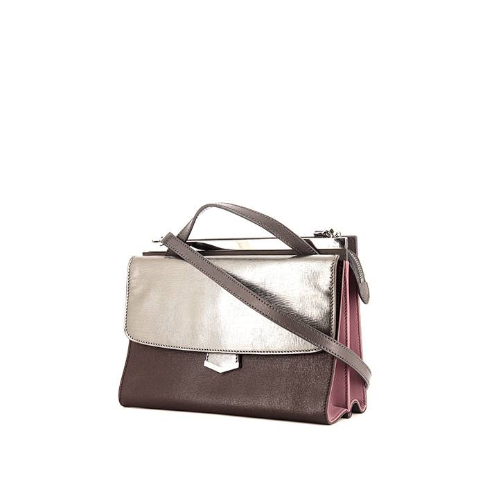 Fendi Demi Jour shoulder bag in silver, brown, pink and grey multicolor leather - 00pp