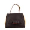 Fendi Silvana bag worn on the shoulder or carried in the hand in dark brown and beige leather - 360 thumbnail