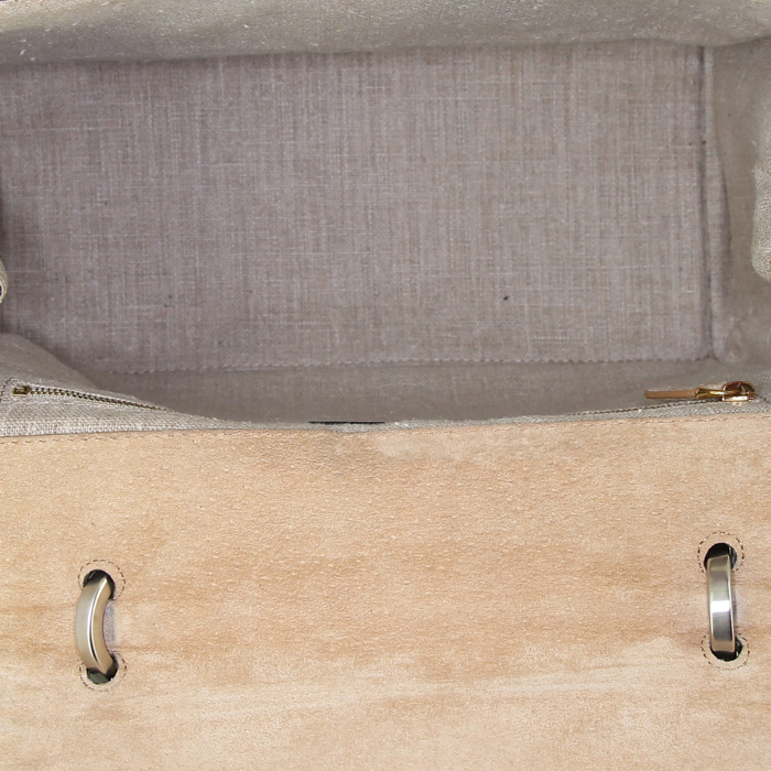 Borsa da spalla o a mano Fendi Silvana in pelle marrone scuro e beige - Detail D3