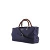 Gucci Bamboo handbag in navy blue grained leather - 00pp thumbnail