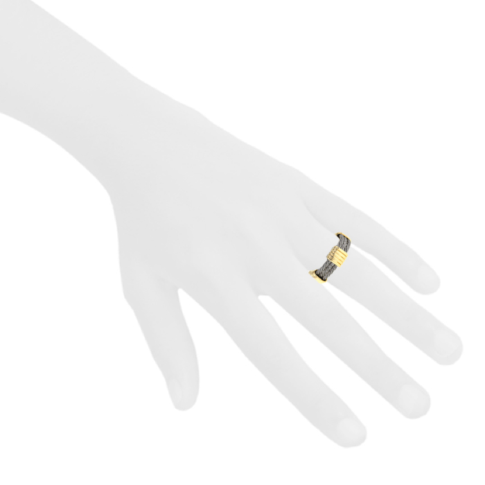 Fred Force 10 1980's ring in stainless steel and yellow gold - Detail D1