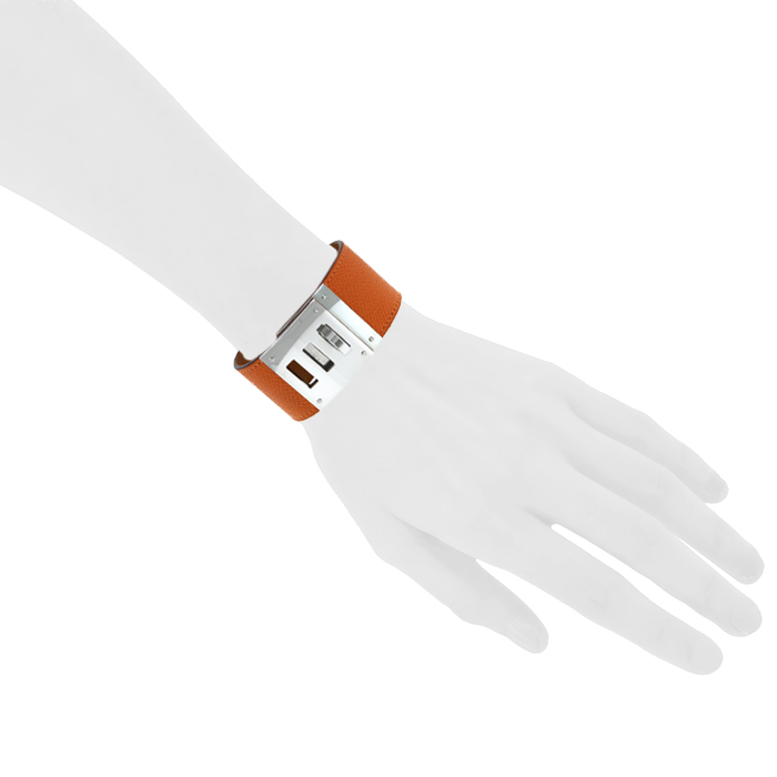 Hermes Kelly bracelet in leather and palladium - Detail D1