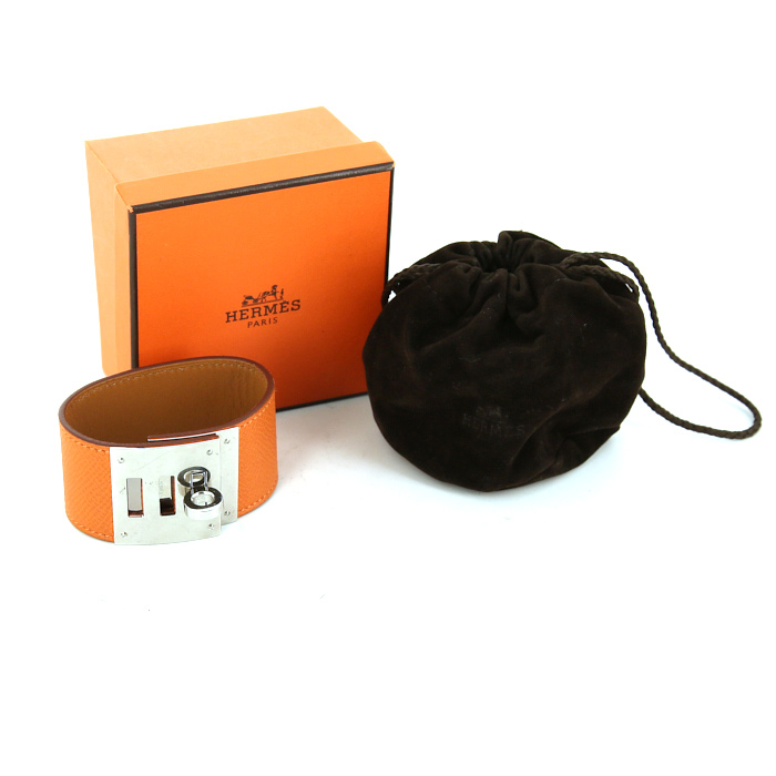 Hermes Kelly bracelet in leather and palladium - Detail D2