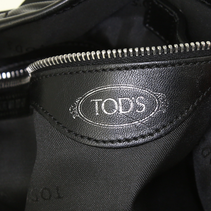 Tod's G-Bag shopping bag in black canvas and black leather - Detail D4
