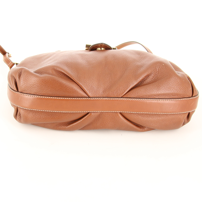 Sac à main Salvatore Ferragamo en cuir marron - Detail D5