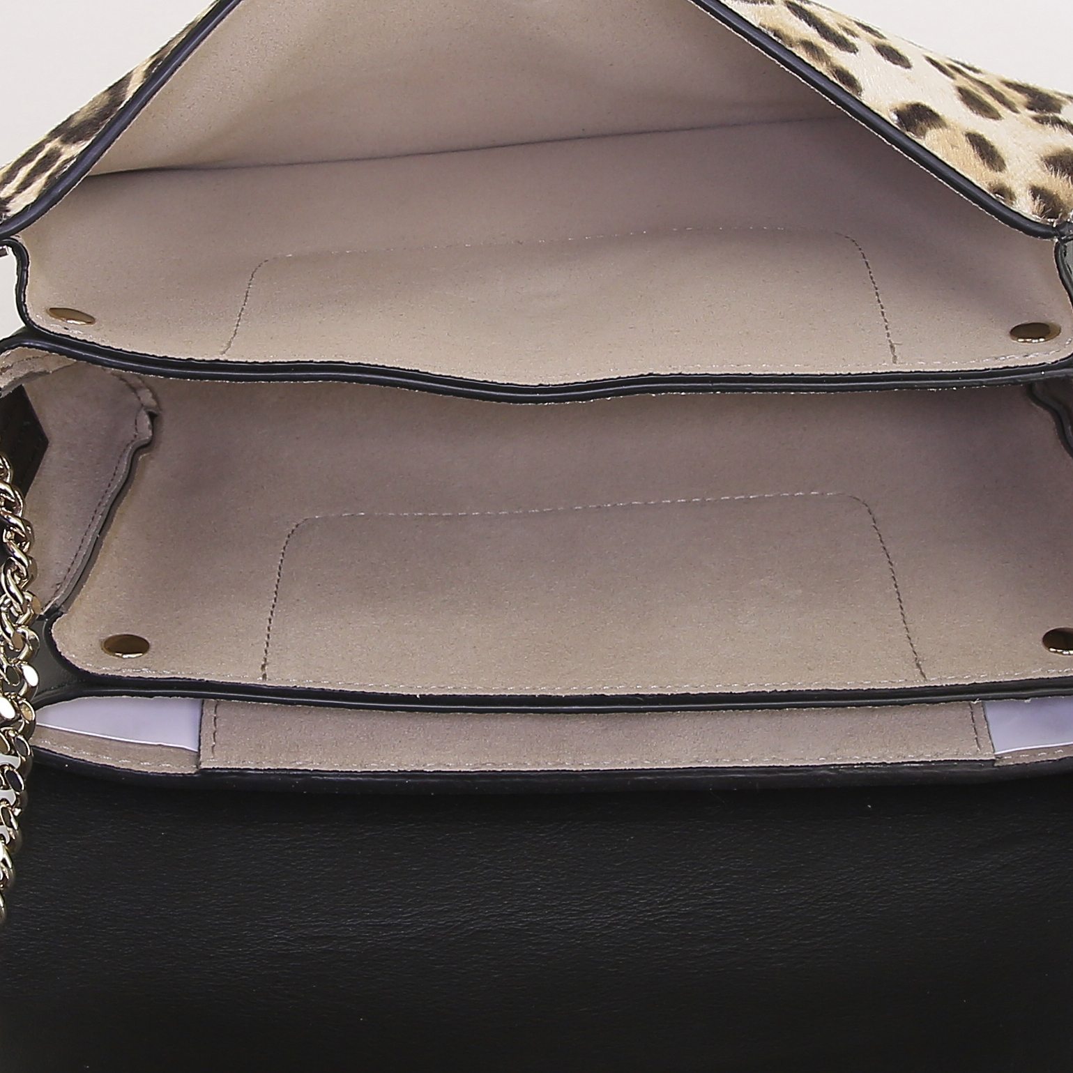 Borsa a tracolla Chloé Faye in pelle nera e puledro leopardato - Detail D2
