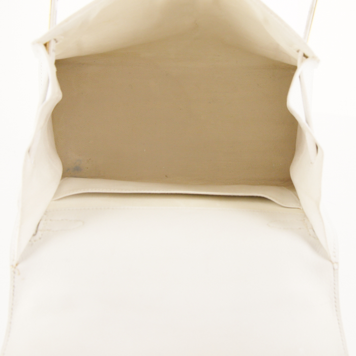 Bolso de mano Hermès Kelly 20 cm en cuero swift blanco - Detail D3