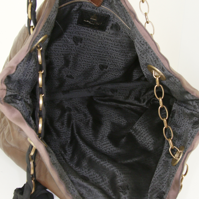 Borsa Lanvin Happy in pelle trapuntata marrone - Detail D2