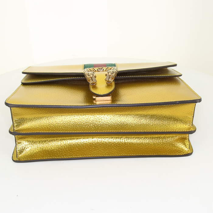 Borsa Gucci Dionysus in pelle dorata e tessuto bicolore - Detail D5