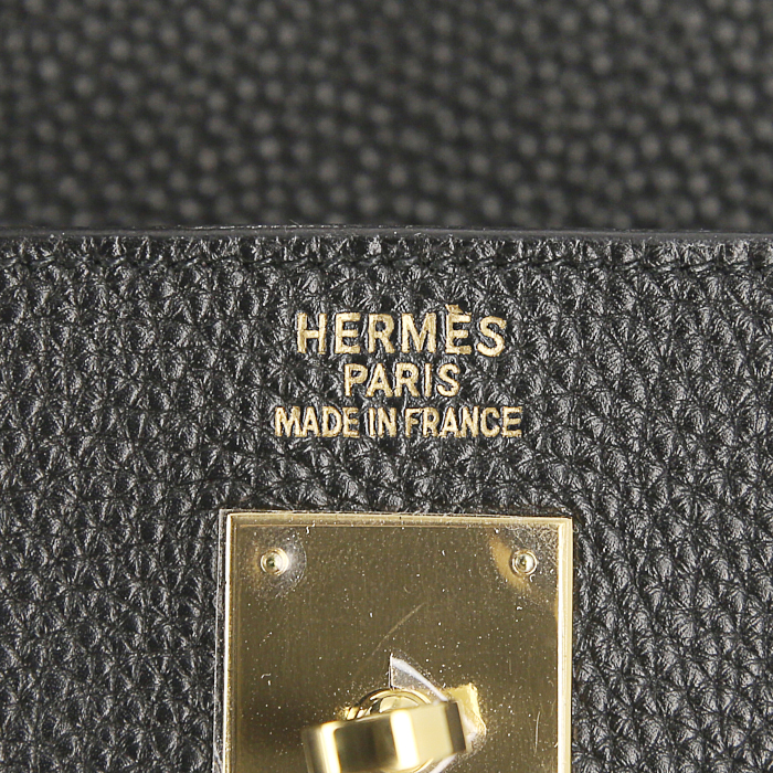 Hermes Kelly 35 cm handbag in black togo leather - Detail D4